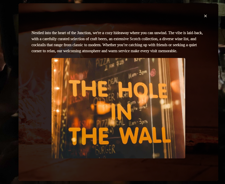 The Hole in the Wall website content section